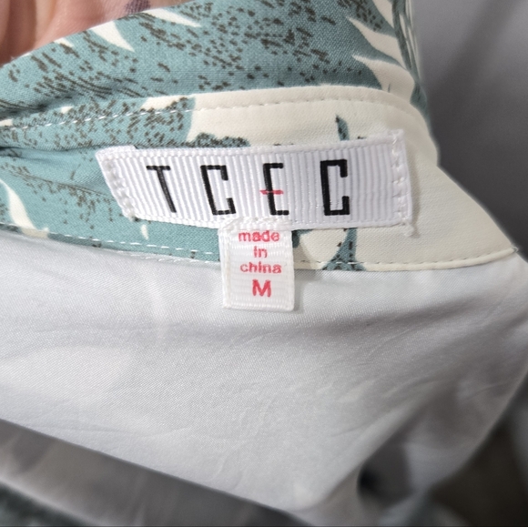 TCEC Paradise Found Green Palm Print Midi Dress Size M - Picture 5 of 9